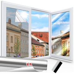 Mirror Film Window Privacy Self-Adhesive, Heat Insulation, Reflective Roof Window Film, Sun Protection, UV Protection, Indoor or Outdoor for Home, Shops, Office
