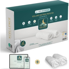 Pack of 2 Mattress Protectors 140 x 190/200 cm - Waterproof Quiet - Breathable - 100% Bamboo - Height 35 - 30 cm - Naturally Against Mites and Bacteria - Fitted Sheet Shape