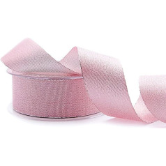 finemark 20 m x 40 mm Decorative Ribbon Vienna Pink Silver Metallic Gift Ribbon Shiny Brocade Rose Lurex Wedding Christmas Decoration Ribbon