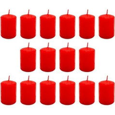 Candle Set Small Pillar Candle Mini Pillar Candles Block Candle Wax Candle (Diameter 4 x 6 cm, Red, 16)