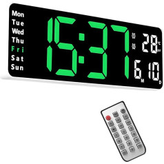 Lancoon Electronic Clock, 13 Inch LED Screen with Standing and Hanging Count Up Countdown Remote Control Plug in Temperature Date Week Display for Living Room Home