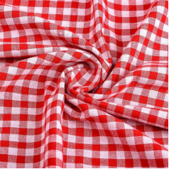 Euvoym 1M Red and White Gingham Check Fabric 60 Inch Wide Plaid Polycotton Fabric Plaid Tablecloth for DIY Clothing