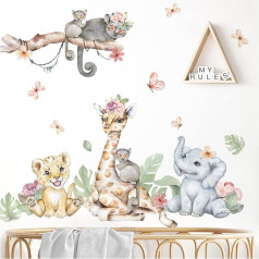 Grandora XXL Set Safari Animals Wall Sticker for Children's Room Jungle Wall Stickers for Baby Room Wall Sticker Decoration DL852 XL - 128 x 108 cm (W x H)