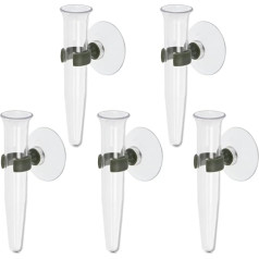 PATIKIL Flower Water Hoses with Suction Cup, 5 Pieces, 0.6 Inches, ID 4 Inch, Plastic Wall Hanging Vase for Plants, Flower Decoration, Clear
