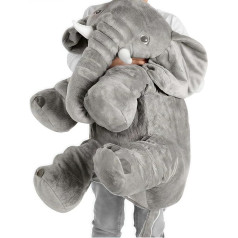 LADAMI Pillow, Positioning Pillow, Nursing Pillow, Elephant Pillow, Pillow for Pregnant Women, Side Sleeper Pillow, Elephant, Cuddly Toy, Cuddly Toy, XXL Plush Toy, Cuddly Cushion, 60 cm (Grey)