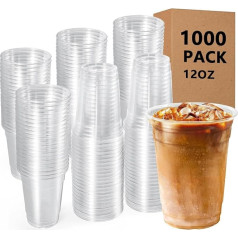 WUHUIXOZ 1000 Transparent Plastic Party Cups (350 ml) for Birthdays, Christenings, Weddings, Christmas & Parties - Drinks & Desserts - Stable & Reusable