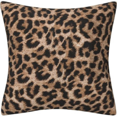 DILOXNSU Brown Leopard Print Cushion Covers Lovely Fur Pattern Cuahions Covers 18x18 Inch Double Sided Velvet Decorative Pillow Covers for Sofa Bed Living Room Home Decor 18x18 Inch