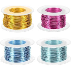 PATIKIL 1 mm 98.4 ft Aluminium Wire for Sculpture Fittings Jewellery Making Metal Wrap Garden Blue/Pink/Blue/Yellow