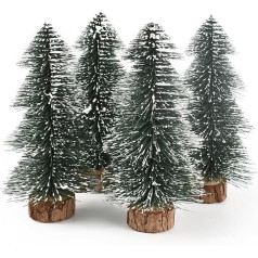 HUIANER 4 Pieces 150mm Mini Snow Frost Trees Mini Christmas Tree Plastic Winter Snow Ornaments Table Trees for Holiday Party DIY Room Decoration Home Decor Diorama Models