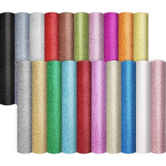 DIYASY Glitter Faux Leather Sheets, 20 Pack 8.5 x 12 Inch A4 PU Faux Leather Sheets for Crafts, Jewellery Making, Sewing, Crafts
