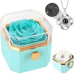 FAYODO Eternal Rose with Necklace Women, Rotating Infinity Rose Box Gifts for Women, Mum, Grandma, Valentine's Day, Mother's Day, Birthdays, Wedding Anniversary with I Love You Chain in 100 Languages