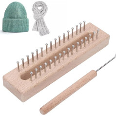 Cyrank Knitting Machine, Knitting Chair Set, Knitting Ring, Knitting Machine, Rectangular Knitting Board, 32 Pins with Crocheted Wooden Looms for Children, Beginners, Making Scarves, Sweaters,