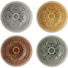 Bloomingville Rani 82047644 Set of 4 Ceramic Bowls Grey Yellow Brown Green
