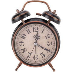 Atyhao Mechanical Alarm Clock, 4 Inch Retro Mechanical Alarm Clock with Night Light, Manual Winding Clock, Double Twin Bell (Black)