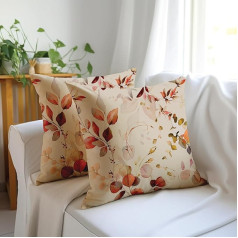 Encasa Homes Decorative Cushion Covers, 2 Pieces (50 x 50 cm, 20 x 20 inches), Flowers Digitally Printed on Thick Fabric, L1 Orange, Medium Square Cushion Cover, Washable