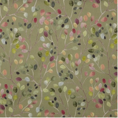 Kt KILOtela Half Panama Digital Print Canvas Fabric Organic Cotton Standard 100 by Oeko-Tex 100 cm Long x 280 cm Wide | Saline Flower - Green, Pink - 1 Metre
