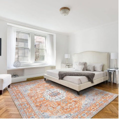 TALETA Living Room Rug, Washable Non-Slip Colourful Rugs with Floral Pattern for Living Room, Bedroom, Vintage Oriental Rug, Large: 240 x 340 cm, Yellow