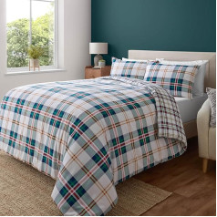 Catherine Lansfield Kelso Reversible Duvet Cover Set with Pillow Case - Single - Green Check