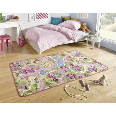 Hanse Home Kids roadmap rug sweet town, fun play mat in a pink village design, soft children street carpet, GUT/prodis approved, Size:160 x 240 cm