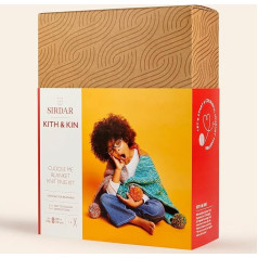 Sirdar Kith & Kin Blanket Knitting Kit Includes 6 Balls Hayfield Bonus DK 7mm Knitting Needles, Darning Needle, Sewing Needle and Thread, Band Label and Stickers