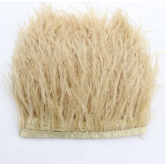 1 Metre Long Ostrich Feather Trim, 10-15 cm Feather Fringe Ribbon Ostrich Feathers Fabric Strips DIY Ostrich Feather Satin Ribbon Fringe with Satin Ribbon for Clothing, Costumes, Sewing, Decoration