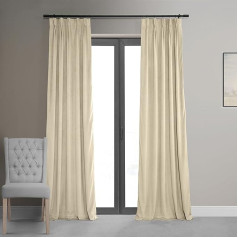 Half Price Drapes VPCH-120601-96-FP Signature Pleated Blackout Velvet Curtain, Ivory, 25 x 96