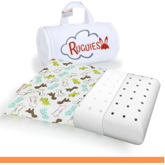 RUGUIES - Memory foam children's pillow, hypoallergenic and breathable, children's pillow, 100% washable cotton cover, Oeko-Tex, 1 to 10 years, XL (58 x 32 x 5-7 cm), includes travel bag.