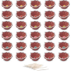 KSJONE Set of 12 Multicolor Floral Print Decorative Handmade Clay Mitti Diya Deepak Traditional Diya for Pooja Diwali Decoration with Cotton Wicks