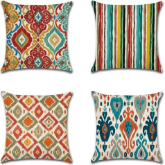 CLVEDU 4 Pack Bohemian Cushion Covers 45 x 45 cm Colorful Printed for Home Couch Sofa Decoration Gifts 45 x 45 cm (Style 8)