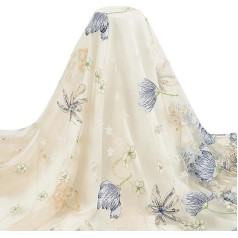 BENECREAT 0.9 m Flower Lace Fabric, 150 cm Wide, Dodger Blue, Embroidered Flower Lace Fabric, Polyester Tulle Lace Fabric for Wedding Dresses, DIY Craft Embellishments