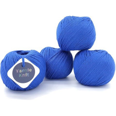 Yarnie Knit Walnut DK 100% Cotton DK Yarn 50g 106m per Ball 4 Pack (Cobalt)