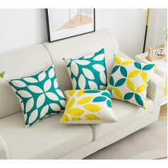 Set of 4 Plastic Cushion Covers for Sofa Bed Hypoallergenic Decorative Cushion Covers with Hidden Zipper 4 Pieces (60x60cm, Leaves)