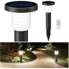 INTELAMP Solar Lights for Outdoor Garden with Remote Control, White/Warm White/Warm Yellow, Pack of 2 Path Lights, Outdoor Solar, 40 cm Garden Lighting, Solar 500LM Walkway Light for Outdoor Use