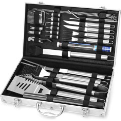27-Piece Stainless Steel Barbecue Accessory Set, BBQ Barbecue Cutlery Case, Grill Gifts for Men, Barbecue Cutlery Set, Grill Case and Grill Mat, High-Quality Barbecue Set for Men, Gift for Garden,