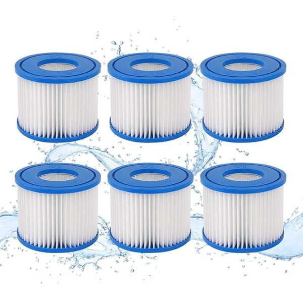 Pack of 6 Filter VI for Pool, Filter Whirlpool Whirlpool Filter, Replacement Filter Inflatable Pools Replace the Original Filter Element Available in Miami, Monaco, Vegas, Palm Springs