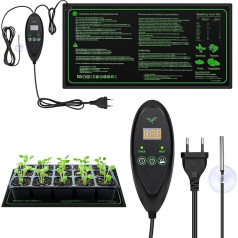 Apritsce Heating Mat Plants with Thermostat, 53 x 25 cm 30 W Heat Mat Plants with 6 Temperature Levels and 6 Timer Levels, Seedling Heat Mat for Seedling Germination Plants Growth