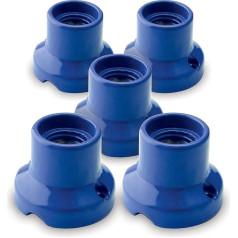 AMARCORDS - 5 light holders made of porcelain, E27 socket, lamp base in vintage colour blue