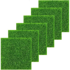 Kiuiom Artificial Grass Rug, Artificial Moss Decorative Artificial Grass Rug, Artificial Grass Rug, 6 Pieces for Indoor and Outdoor Use, Micro Landscape Miniature Garden Decoration, Patio, Garden,