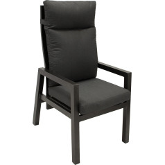 Manciano High-Backed Garden Chairs Rust-Proof Aluminium Dark Grey with Dark Grey Padding Fully Adjustable Back with Gas Spring Set of 2