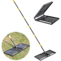 HOME RIGHT Foldable Lawn Rake with Handle, 220 cm Lawn Rake Lawn Leveling Rake, Black Metal, Robust Floor Lawn Planner Tool, Lawn Pusher for Yard, Golf, Garden, Backyard