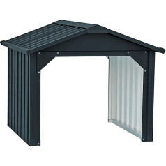Duramax Metal Lawn Mower Garage Open Garage Protects Lawnmowers and Battery Charging Stations, Made of Hot-Dip Galvanised Steel, Weather and UV Resistant Carport for Robotic Lawnmower