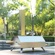 Lifefine Outdoor Pizza Oven, Pizza Oven, Stainless Steel Including Pizza Stone Fire Box, Premium Stove Suitable for the Garden and Outdoors, Silver