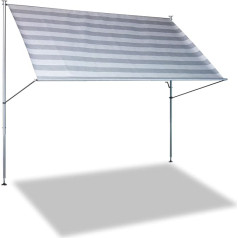 Angerer Freizeitmöbel GmbH Premium Clamp Awning - Awning for Sun Protection - Mounting without Drilling and Dowels - Ideal Balcony Awning for Rented Apartments (Light Grey Stripes, 300 cm)