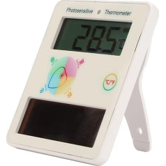 Indoor Thermometer, Solar Powered Temperature Display, LCD Room Temperature Display for Homes, Offices, Studios, Pools, Hot Tubs, Spas