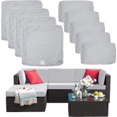 9 Pieces Outdoor Patio Cushions Replacement Covers for 5 Pack 4 Seater Rattan Furniture Conversation Set Sofa Seat Cushions Water Resistant Colourfast Grey Covers Only