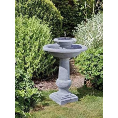 Garden Mile Chatsworth Solar Water Feature 2 Tier Stone Effect Solar Powered Freestanding Solar Powered Bird Bath Garden Patio Lawn Decoration
