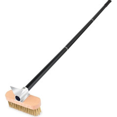 NUTUNI 120 cm Pizza Oven Brush with Steel Scraper, Removable Aluminium Handle, Pizza Oven Scraper with Brass Brush, Cleaning Brush with Scraper for Oven Cleaning