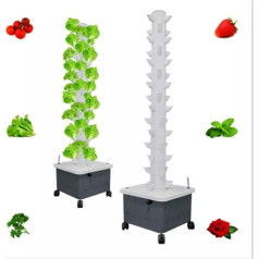 Hydroponischer Garten, Indoor Garden Hydroponic Tower Growing System 15 Layer 45 Plants Sites Vertikaler Hydroponikturm mit Pumpe und beweglichem Wassertank,Beobachten Sie, wie die Pflanzen wachsen