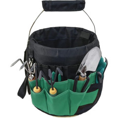 Green Garden Tools Organizer 1.8L Bucket Tool Set Storage Organizer with Handle Garden 42 Pockets Tools Management Bucket Boss Tools Organizer (Tools Not Included)