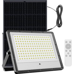 Adewalk 1000 W Outdoor Solar LED Spotlight with Remote Control, 6000 K 40000 LM Super Bright LED Floodlights with Solar Panel, Solar Spotlight Solar Lights for Outdoor Garden, Patios, Garages